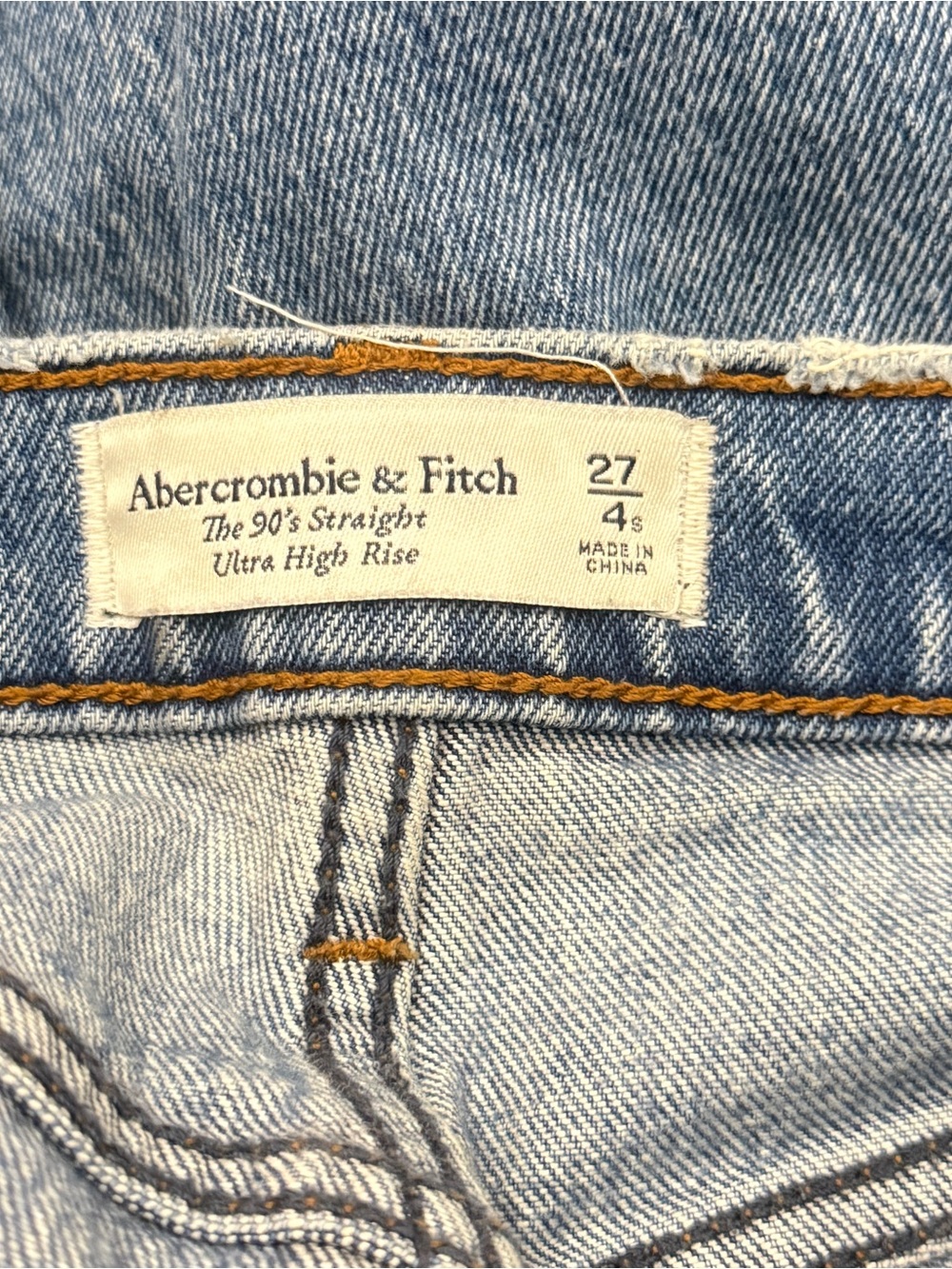Abercrombie Fitch Ultra High Rise 90s Straight Jeans Distressed Blue Sz 27 4 S - Picture 8 of 10